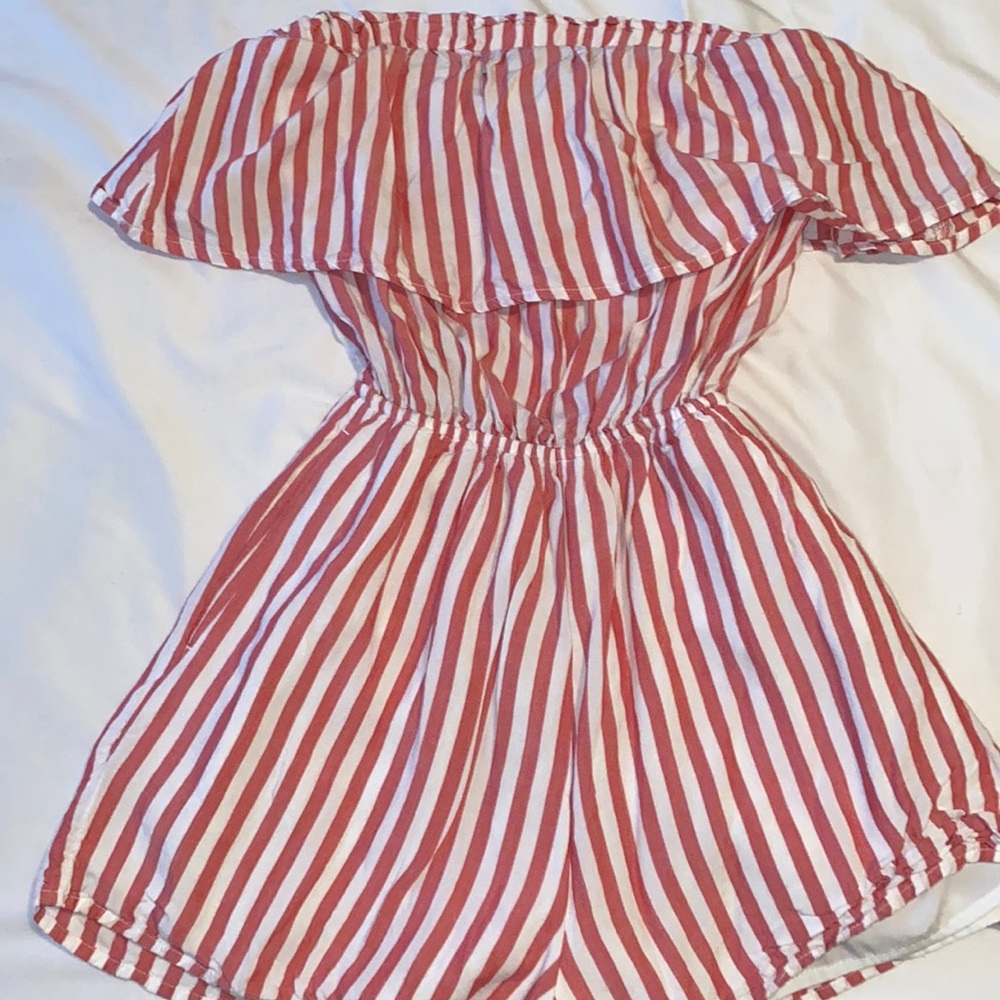 Red and white stripped romper
